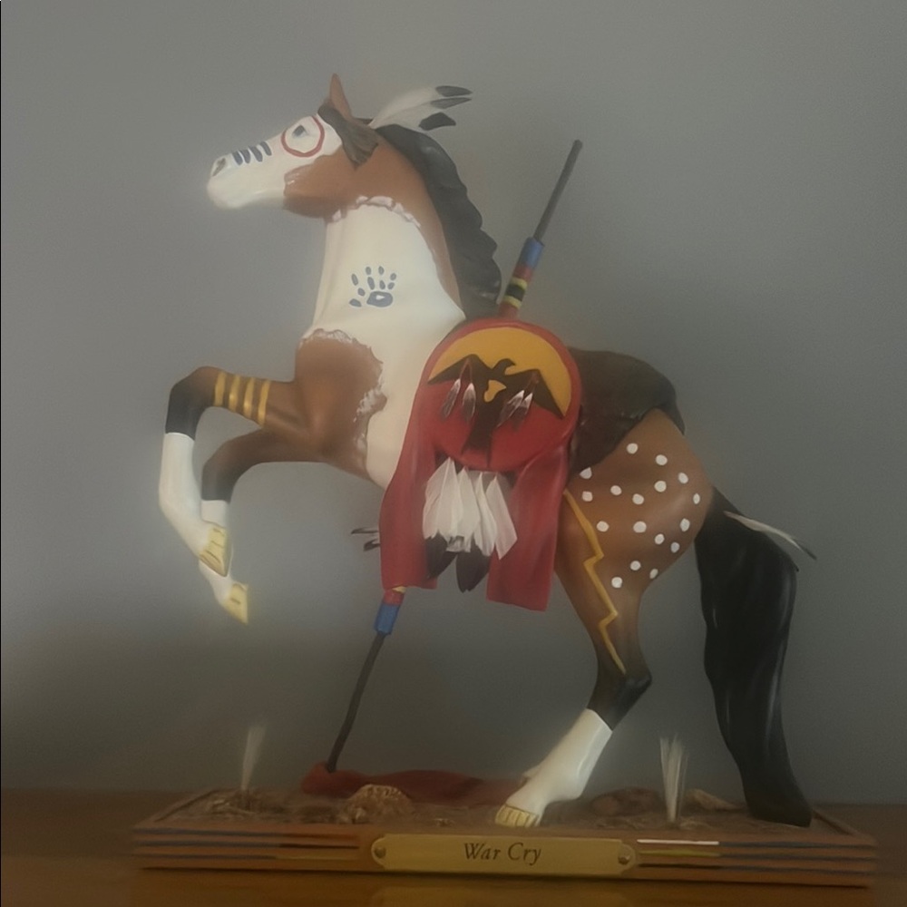 White and Brown Whimsical Horse Sculpture